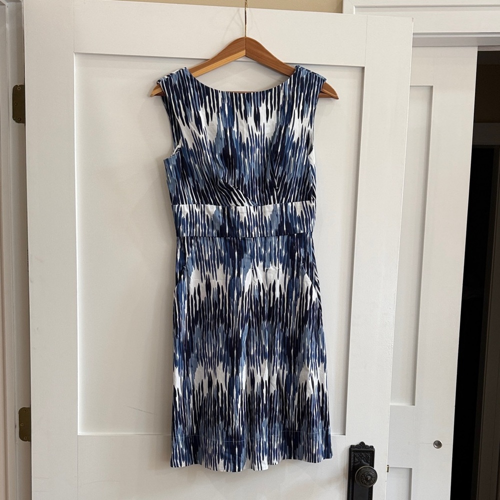 Calvin Klein Navy and White Midi Dress